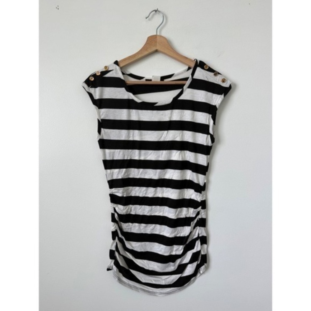 American City Wear Women's Black and White Striped Short Sleeve Top Size‎ XL
